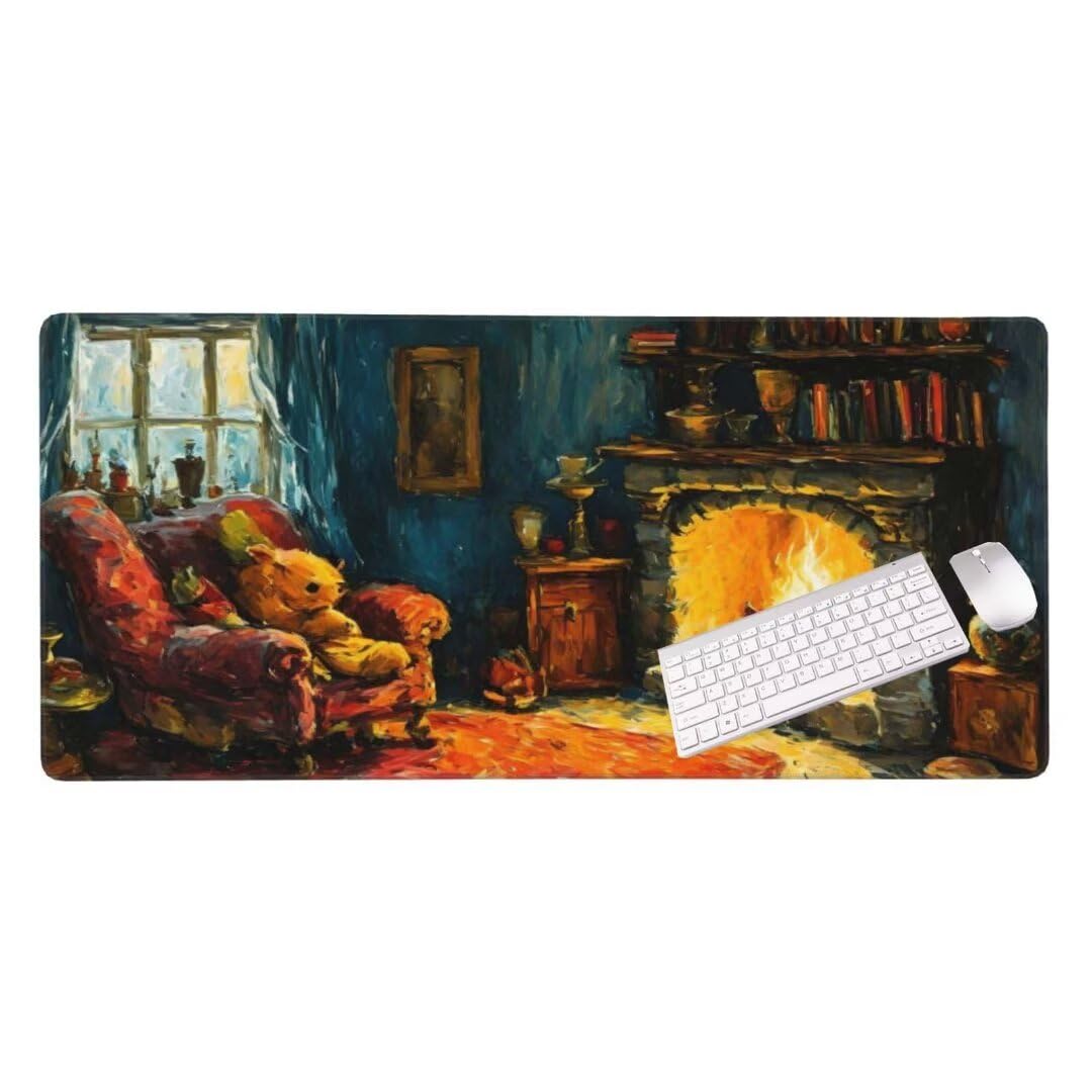 Alfombrilla de ratón 1400x600x3 MM, Alfombrilla Ratón XXL Extendida de Gran Tamaño con Bordes Cosidos, Base de Goma Antideslizante Almohadilla para Teclado, Una casa Colorida S-533