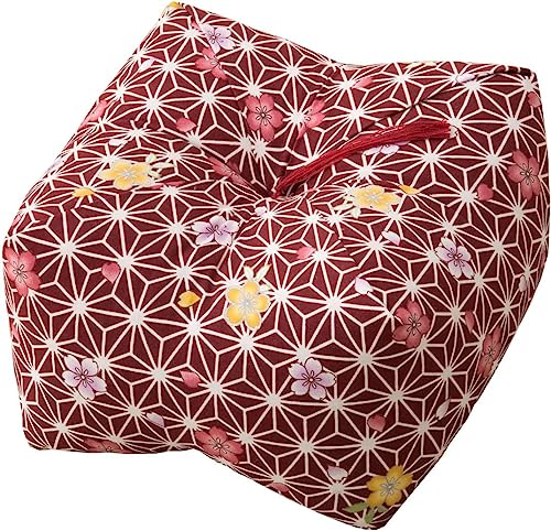 エムール 日本製 天然そばがら 正座クッション そばがら枕 中(22×22×13cm) 桜 あか