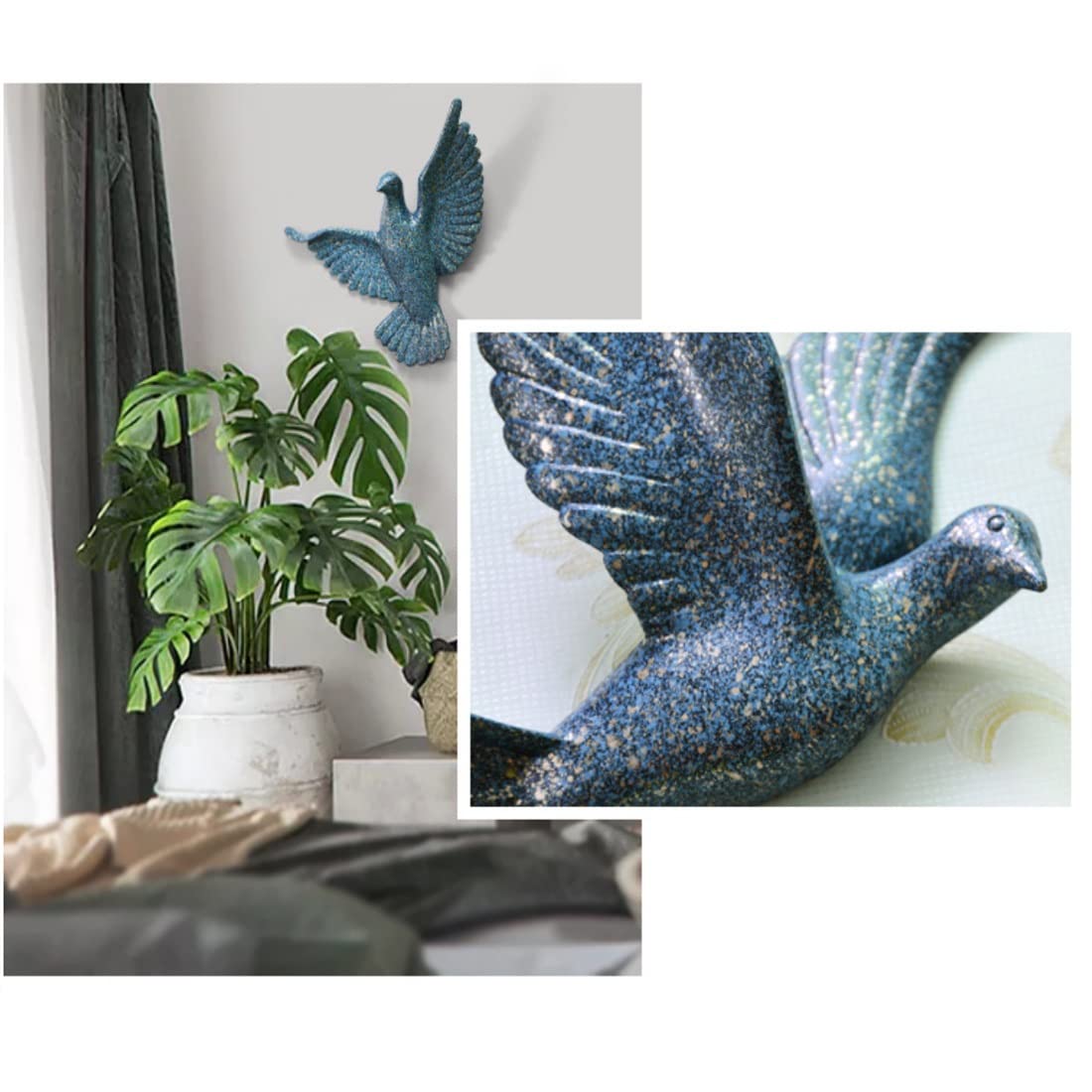 Amazon.co.jp: 鳩 壁飾り 6個セット 吊り下げ 飛ぶ鳥の彫刻 鳩 壁飾り