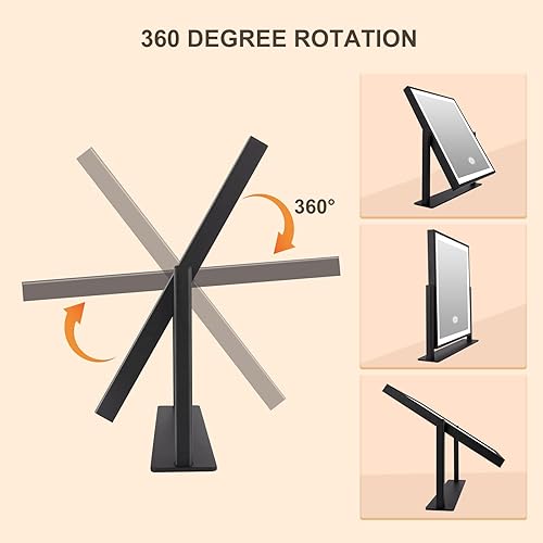 Miniatura 4 de Beelux Espejo de tocador estilo Hollywood  Espejo de maquillaje blanco de 13 pulgadas con luz, luces regulables, control inteligente, blanco cálido