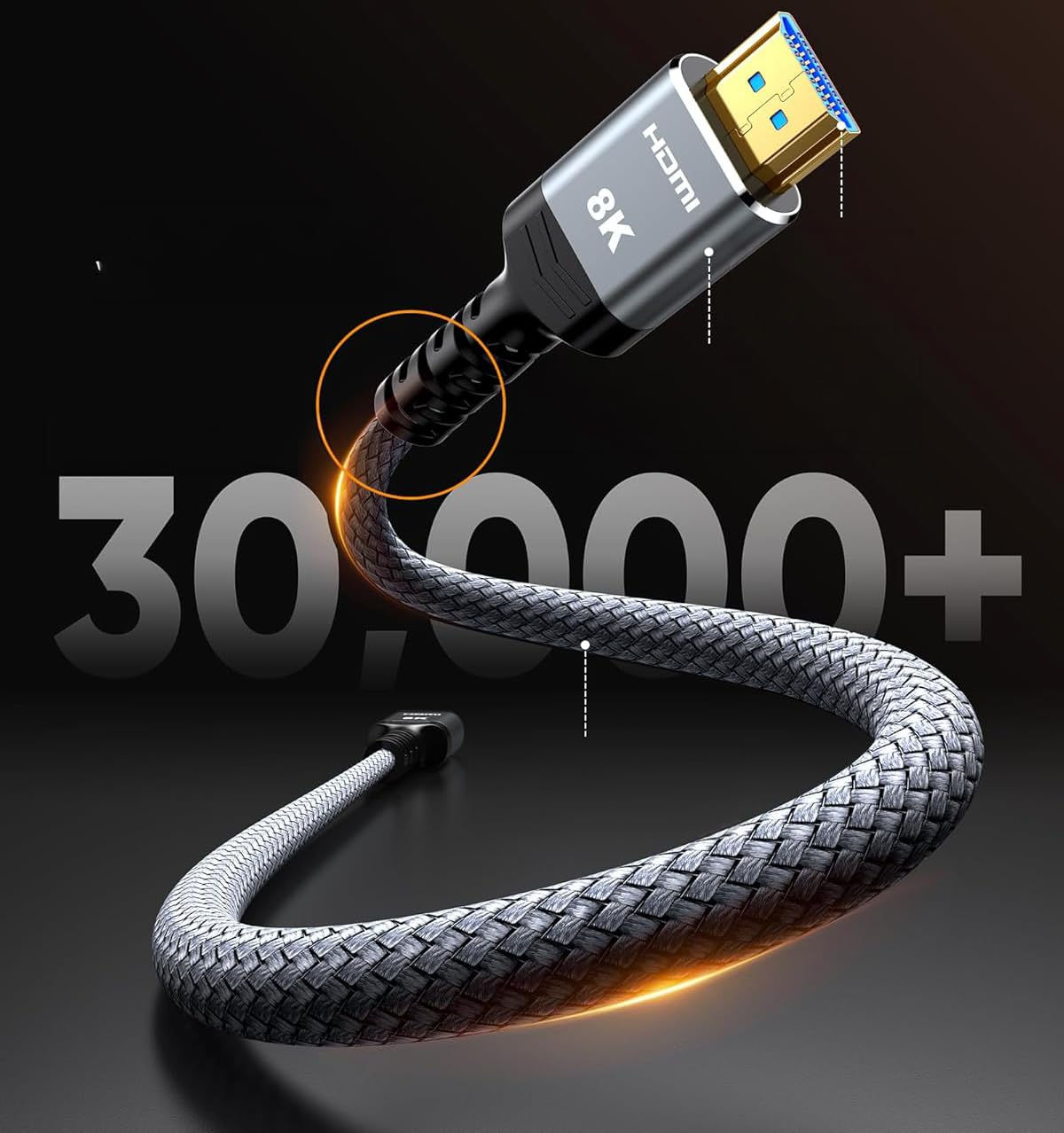 Cable HDMI 2.1, 15 m, 48 Gbps, 8 K, 60 Hz, 4 K, 120 Hz, alta velocidad, trenzado de nailon, con eARC y HDR
