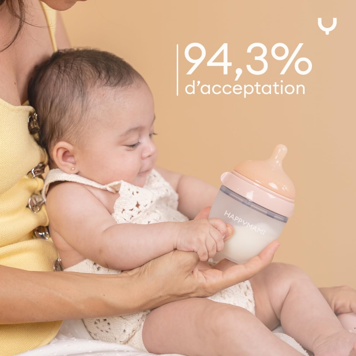 HAPPYMAMI Set 3 Biberones Anticólicos a Medida Lactancia Rosa 250ml | Tetina de silicona grado alimentario. Ritmo de succión natural idéntico al pecho que evita el rechazo. Apto lavavajillas.