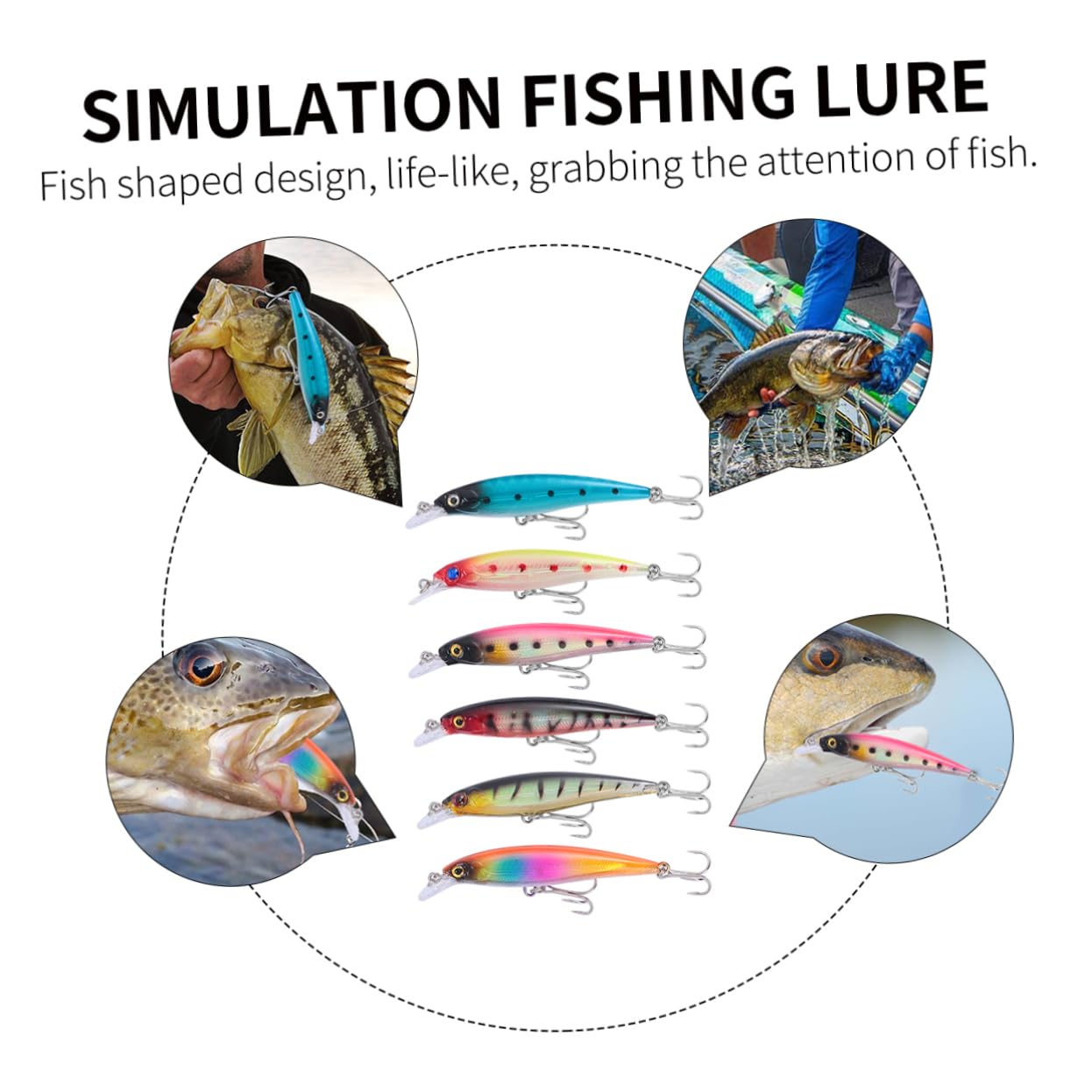 ifundom 3 Series Señuelo Cebo Largo Pequeño Oms Accesorios Señuelos De Pesca Nadar Señuelo De Natación Biónico Señuelo De Pesca En Hielo Material Plastico Abs Color Aleatorio 6 Piezas*3