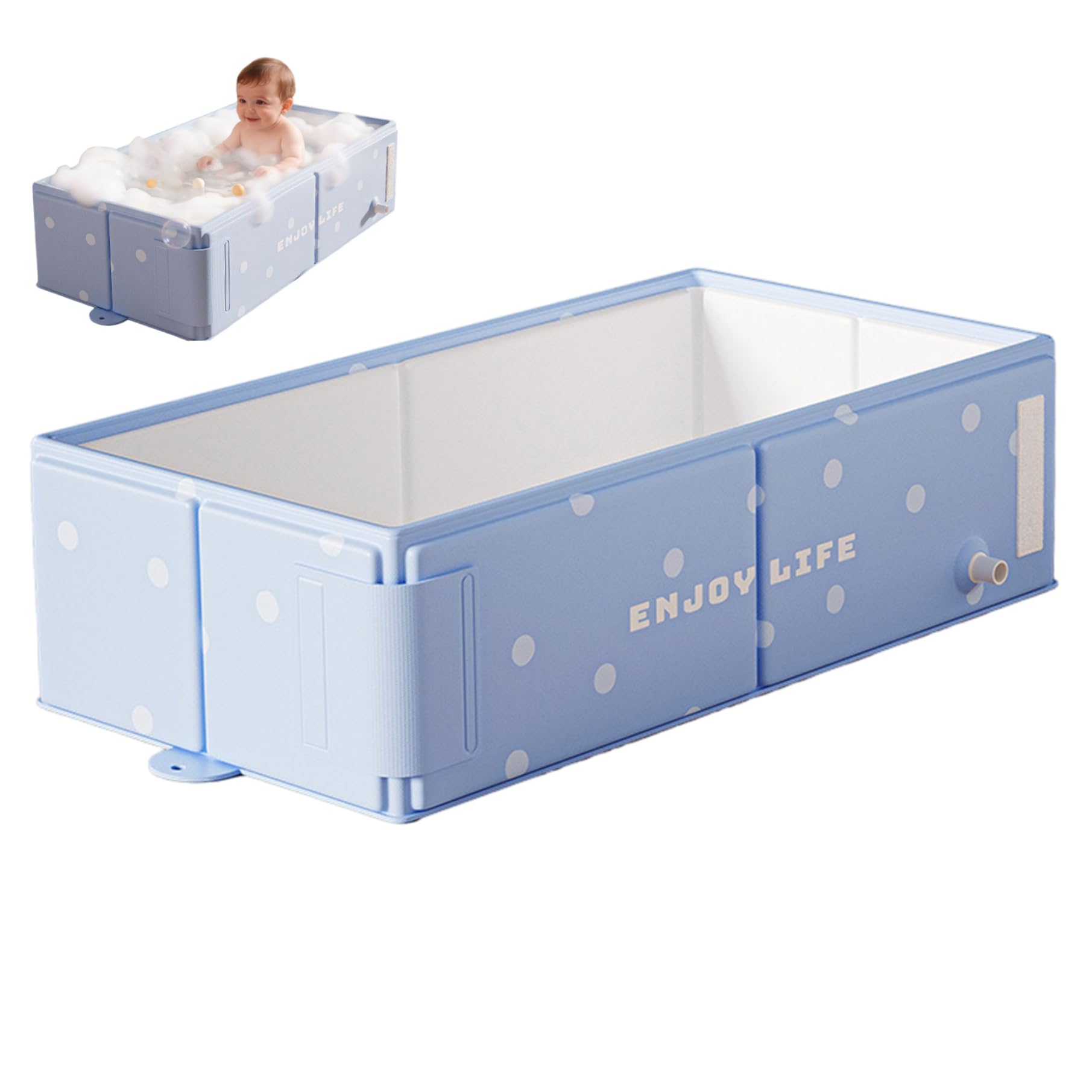Bañera plegable para bebé, plegable, para recién nacidos y niños pequeños, azul, portátil que ahorra espacio con soporte ergonómico
