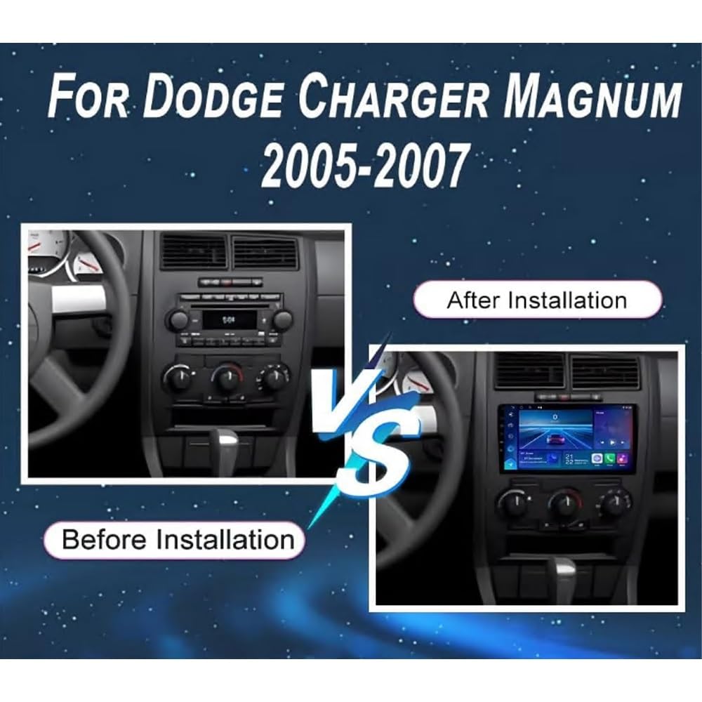 Ekran Carplay dla Dodge Charger Magnum 2005-2007 Z Bluetooth, Fm, Aux, Nawigacją Mapową I Asystentem Głosowym, 4 Rdzeń 1G+16G