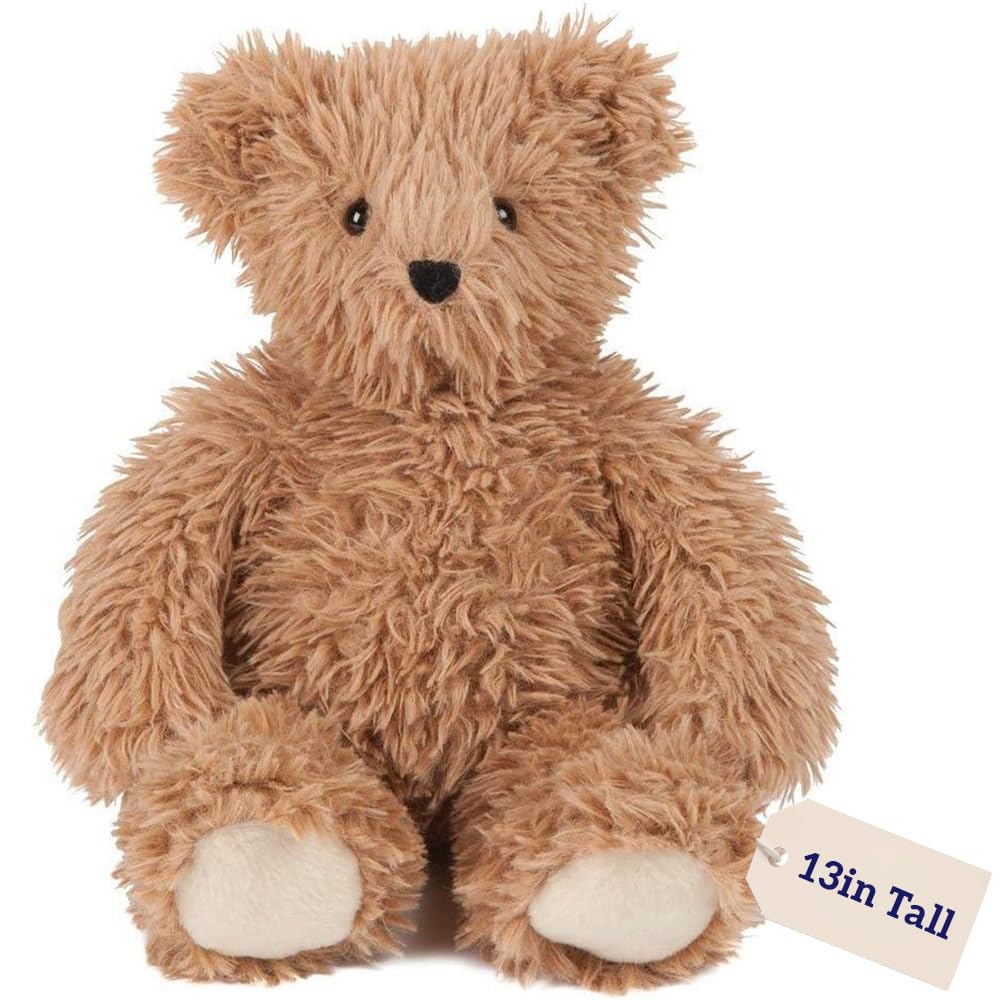 Stuffed Animal 13 Inch | Almond Brown Bear Stuffed in USA with 100% Recycled Filling | Bear Hospital Care Support