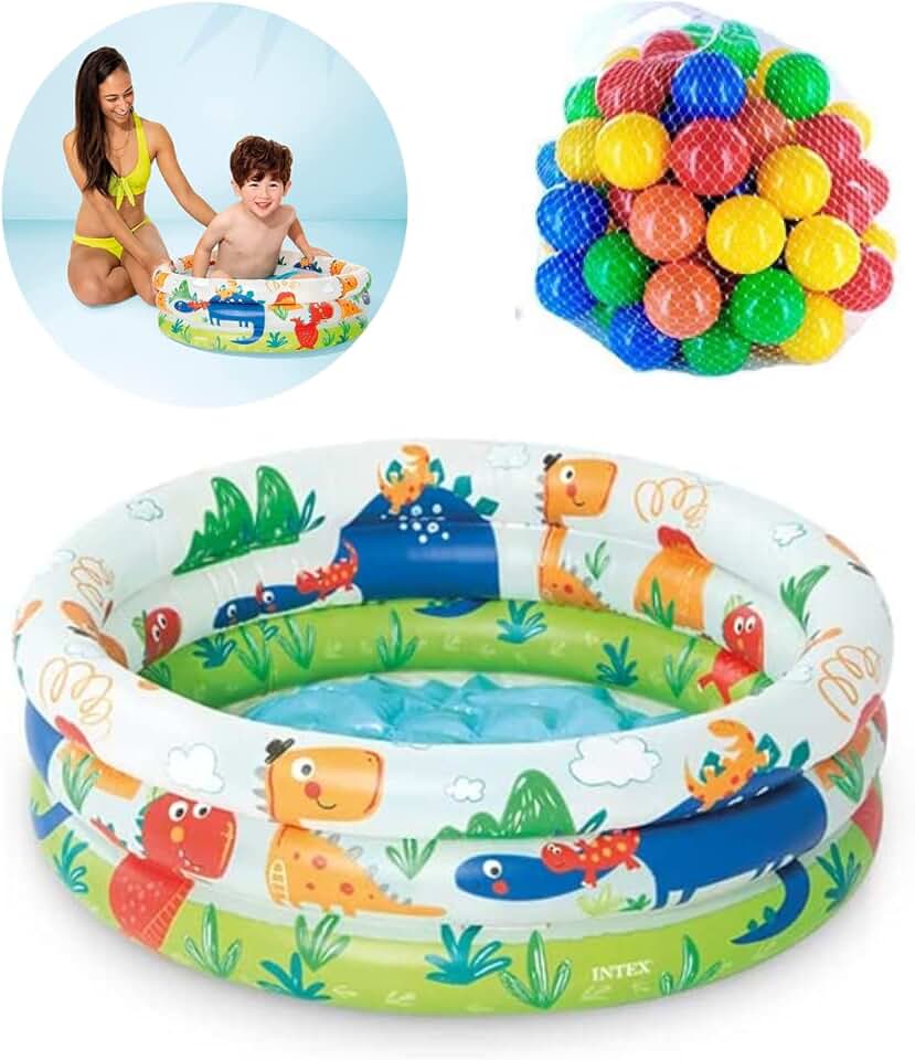 Piscina de Bolinhas Dinossauros 40 Litros + 50 Bolinhas Coloridas