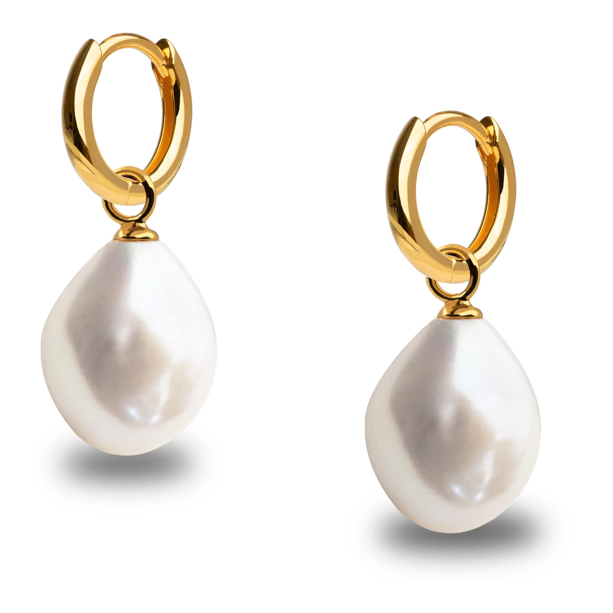 Secret & You Pendientes de Aro 12mm con Charm Intercambiable de Perla Cultivada de Agua Dulce para Mujer Secret & You - Oro Vermeil o Plata de Ley 925