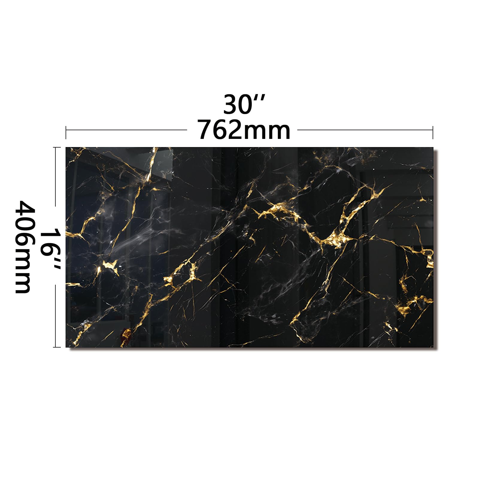 DAIFURONGE Tempered Glass Backsplash For Kitchen Behind Stove,Black Marbling Stove Backsplash Top Cover,Easy to Clean Glass Splashback, Sink Cover Splash Guard,Home Kitchen Wall Decor (30
