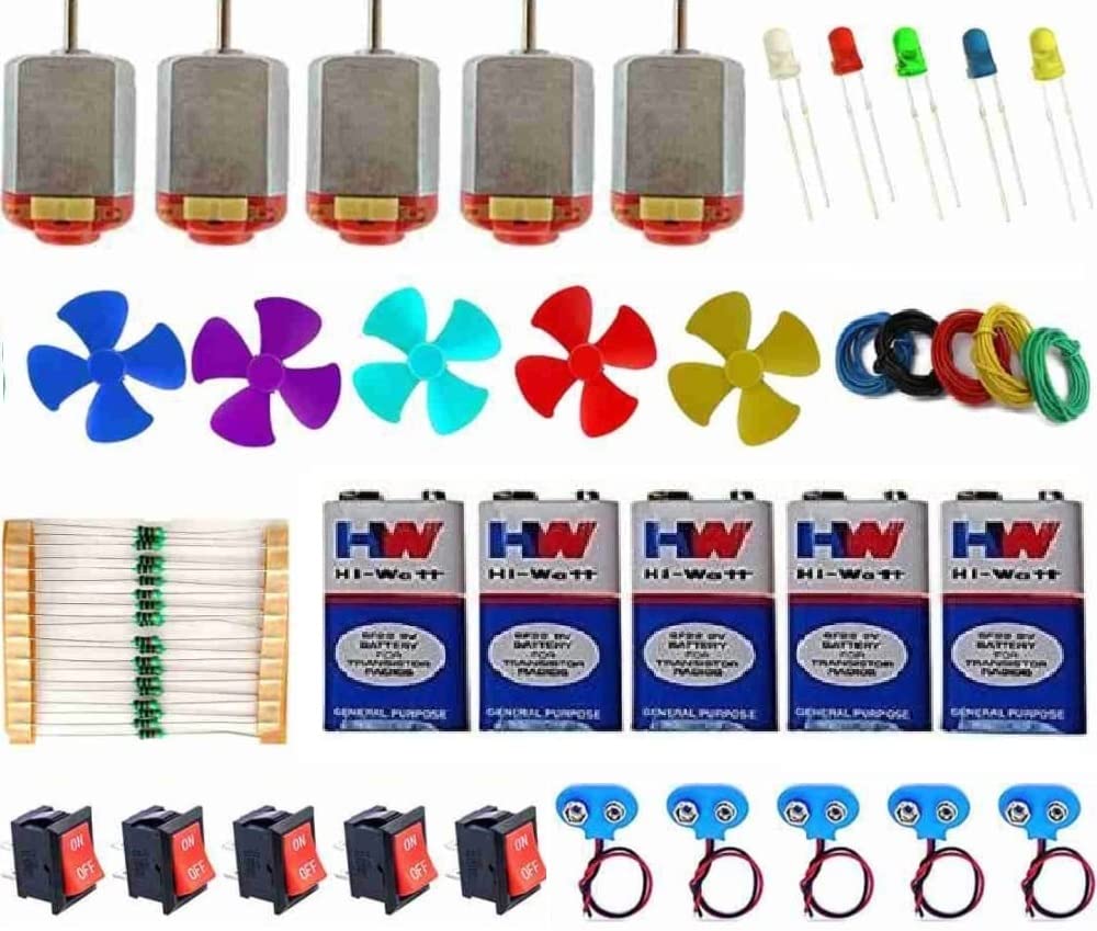 TechWiz School Science Project DC Motor kit Experiment kit w1209 (5PCS Motor+5PCS Battery+5PCS Fan+5PCS Switch+5PCS Clip+5PCS Wire+10PCS Register+20PCS LED) 60 Item Loose in one Pack (B0BZJ2LPDY) Amazon Price History, Amazon Price Tracker