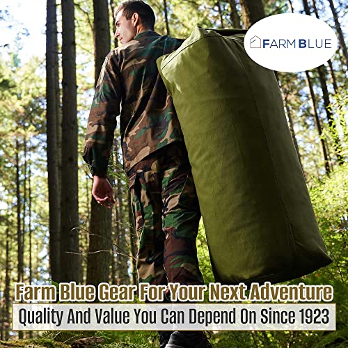 Farm Blue Top Load Duffle Bag - XX Large Military Duffel- Heavy Grade Cotton Canvas Army Laundry Bag - Men Women & Students- Top Loading Tactical Gear Sack - 30" x 50" (OD Green-XXL)4