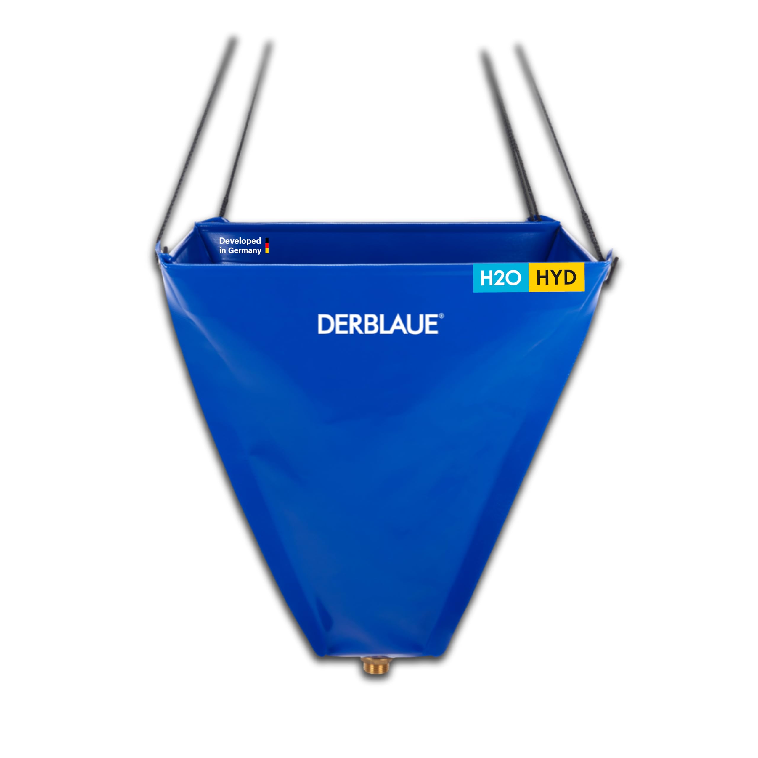 DERBLAUE® Trichter 40 × 40 cm, ca. 25 l, 3/4-Zoll-Anschluss | mit höhenverstellbarem Aufhängesystem, stabil im Einsatz dank Fiberglasstäbe, mit einsetzbarem Filtersieb, geringes Packmaß