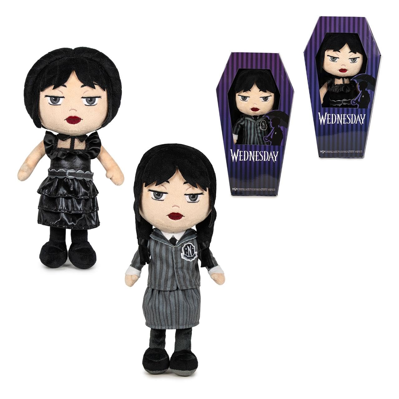 Play by Play Wednesday Plush Doll 32 cm, Multicolor, 32 cm x 10 cm x 16 cm