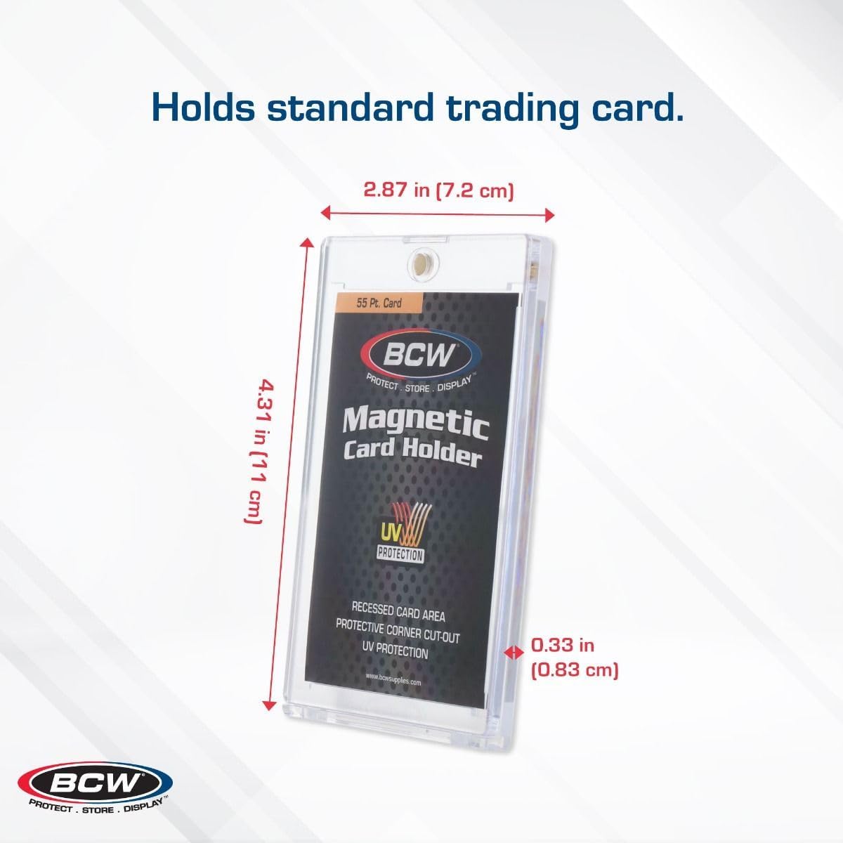 BCW Magnetic Card Holder - 55 PT Thickness - 10 ct | Protective Display Card Case with Secure Gold Magnet Closure | UV Protection, Quick Access Design for Sports, Gaming, and Collectible Cards