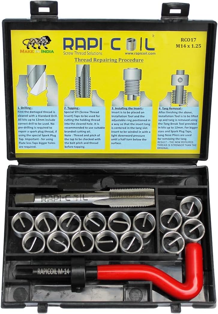 Metric Thread Repair Kit Stainless Steel Helicoil Insert 304 High-Speed Steel M2 (M14 x 1.25)