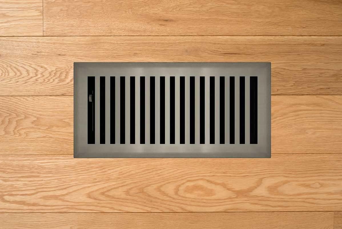 4" x 10" Brushed Nickel Steel Contemporary Floor Register Vent Cover
