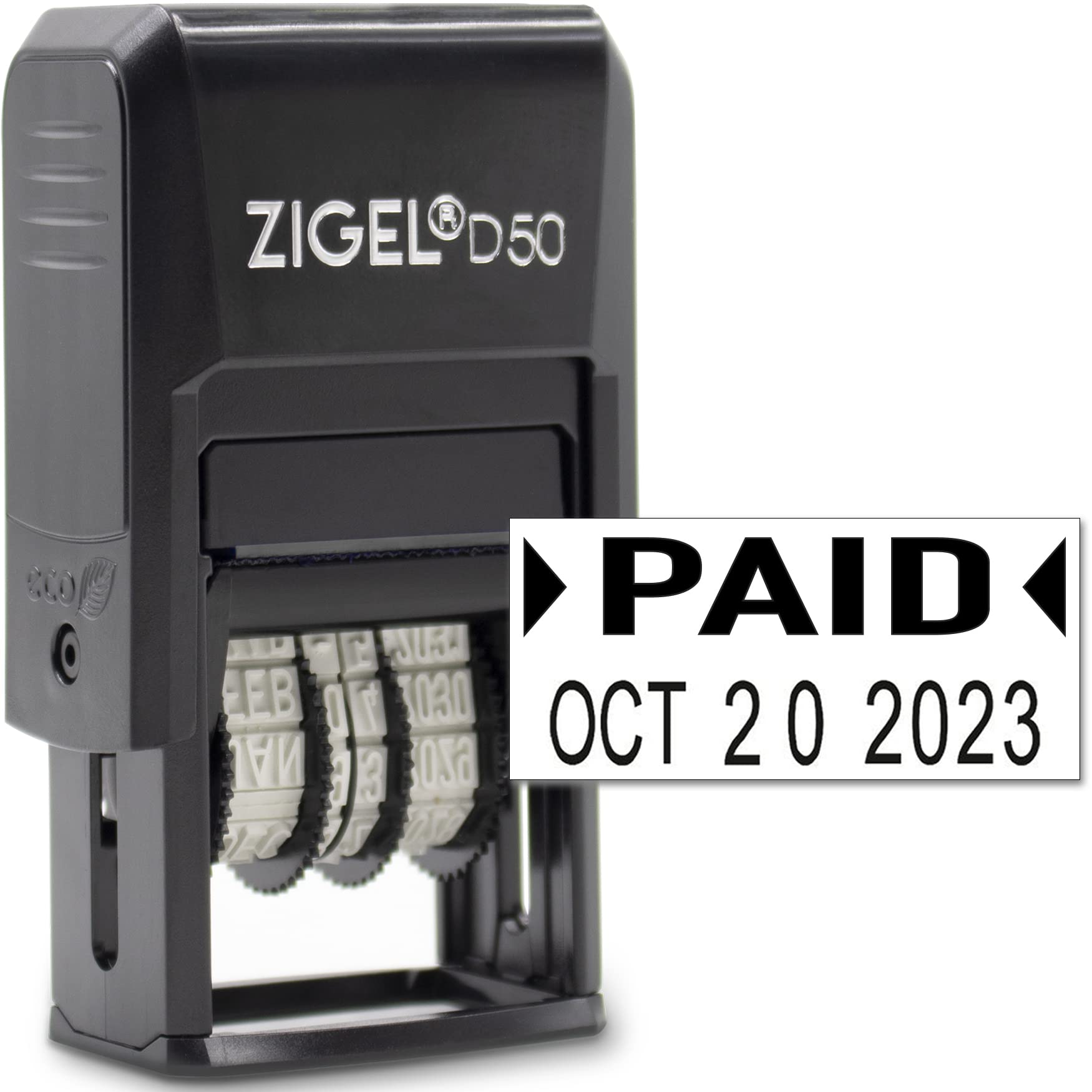 ZIGEL D50 - Timbro con data e frase - autoinchiostrante - nero PAID