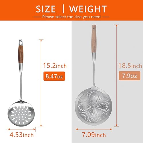 Miniatura 7 de GREATLINK Cucharón para colar, cucharas ranuradas para cocinar y freír, utensilios de cocina duraderos de acero inoxidable 304, cuchara coladora de