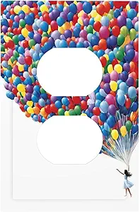 Decorative Outlet Covers Girl Holding Colorful Balloons 1 Gang Duplex Light Switch Cover Plate Wall Plates for Electrical Outlets Switchplate Faceplate for Country Bedroom Home Decor