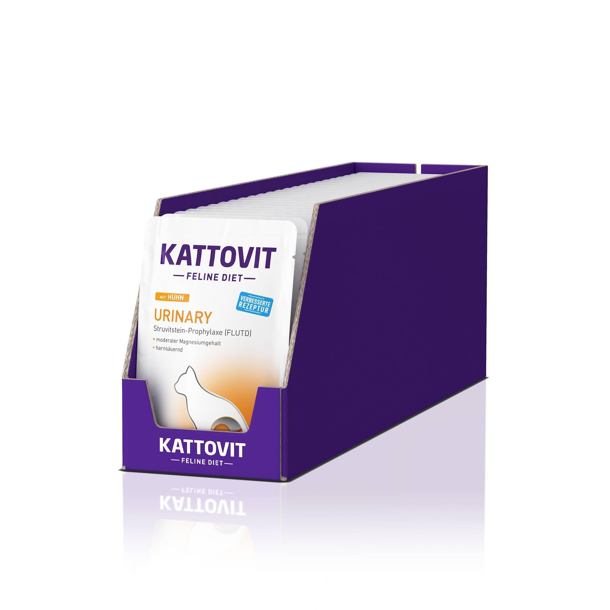 Kattovit - Urinary mokra karma dla kotów | Mokra karma dla kotów jako pełnoporcjowa karma w worku świeżości. Karma dietetyczna dla dorosłych kotów z chorobami układu moczowego | 24 x 85 g kurczaka