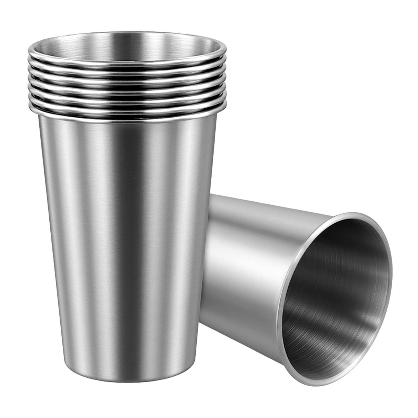 SENJEOK 8 Pcs 500ml/17oz Stainless Steel Cup, Stackable Metal Tumbler Drinking Cup for Camping Hiking Activities