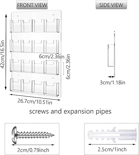 Miniatura 2 de Ripeng Soporte vertical de 16 bolsillos para tarjetas de visita para montaje en pared, estante de exhibición de calcomanías transparentes, soporte