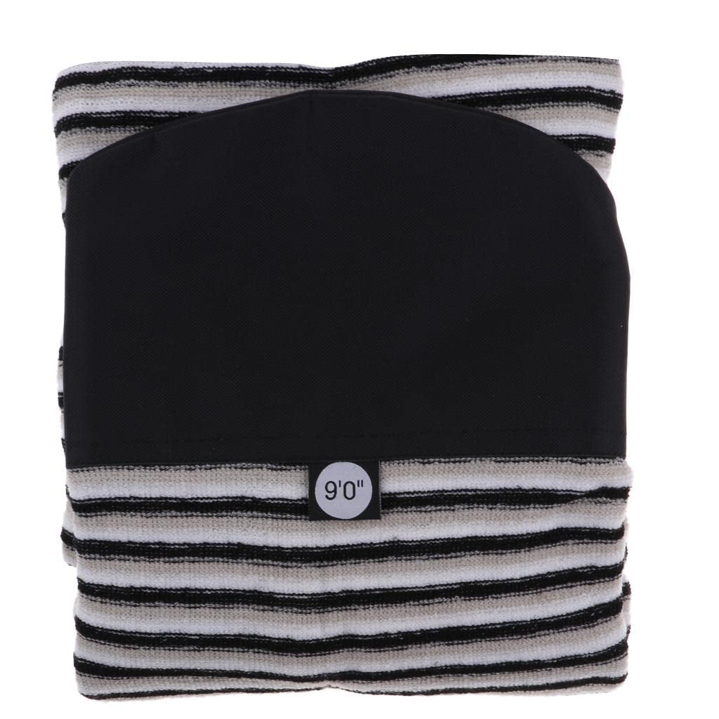 Housse de Protection pour Planche de Surf de 1,5 à 3,2 M, Légère et Extensible, avec Cordon de Serrage et Nez Pointu Rembourré, Noir Gris, 9.0ft