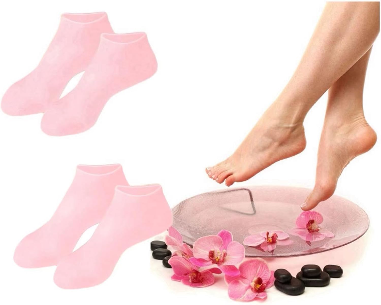 6 Pairs Silicone Socks for Dry Cracked Feet Women,Silicones Moisturizing Socks,Foot Spa Pedicure Silicone Socks for Repairing Dry Feet,Cracked Heels and Softening Rough Skin(Fits Up to Size 10)
