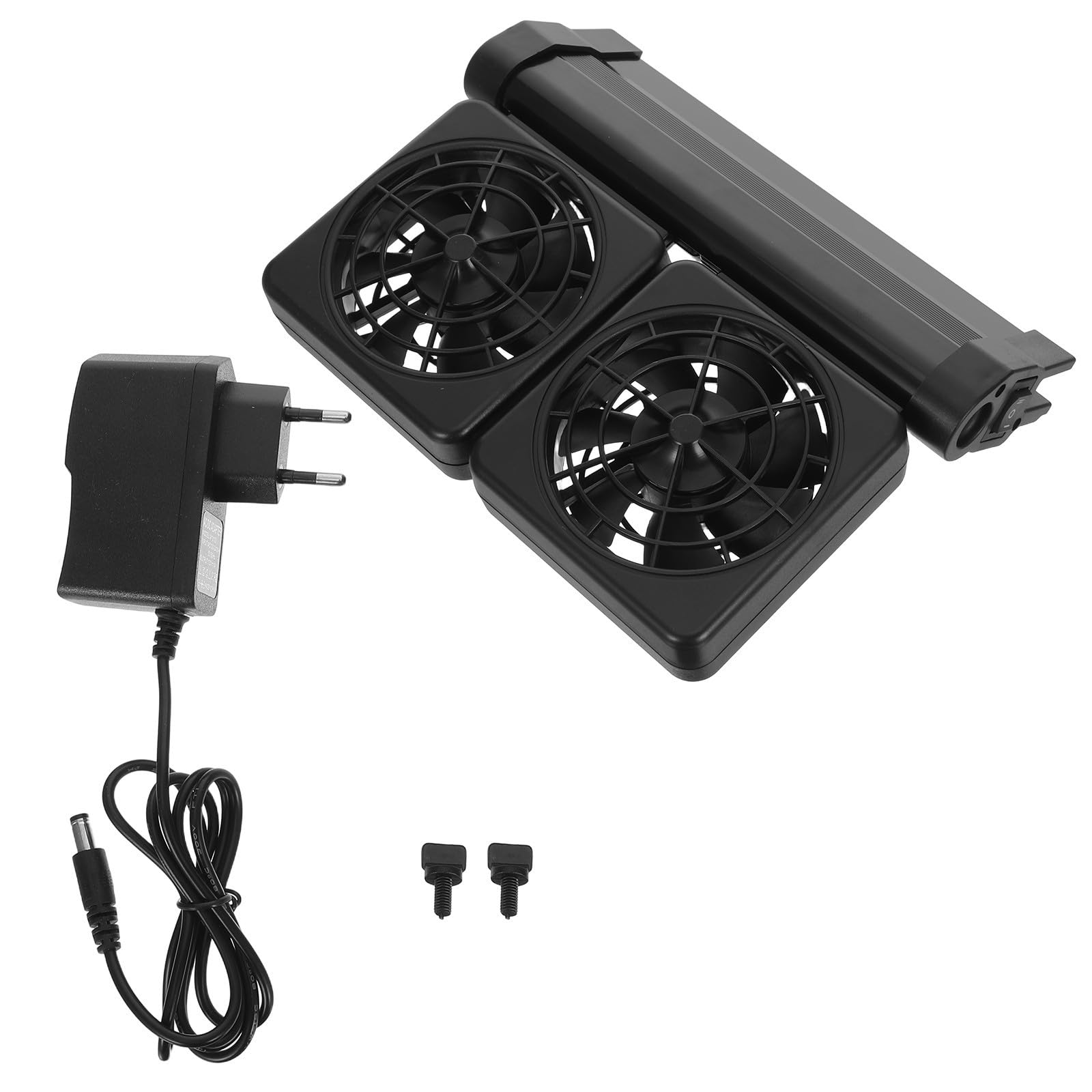jojofuny Leiser Aquarium Kühlventilator mit Manueller Wärmeableitung Abs Material 2x1,9w Leistung für Betta Fisch und Garnelen im Sommerfest und Tropischen Aquarien