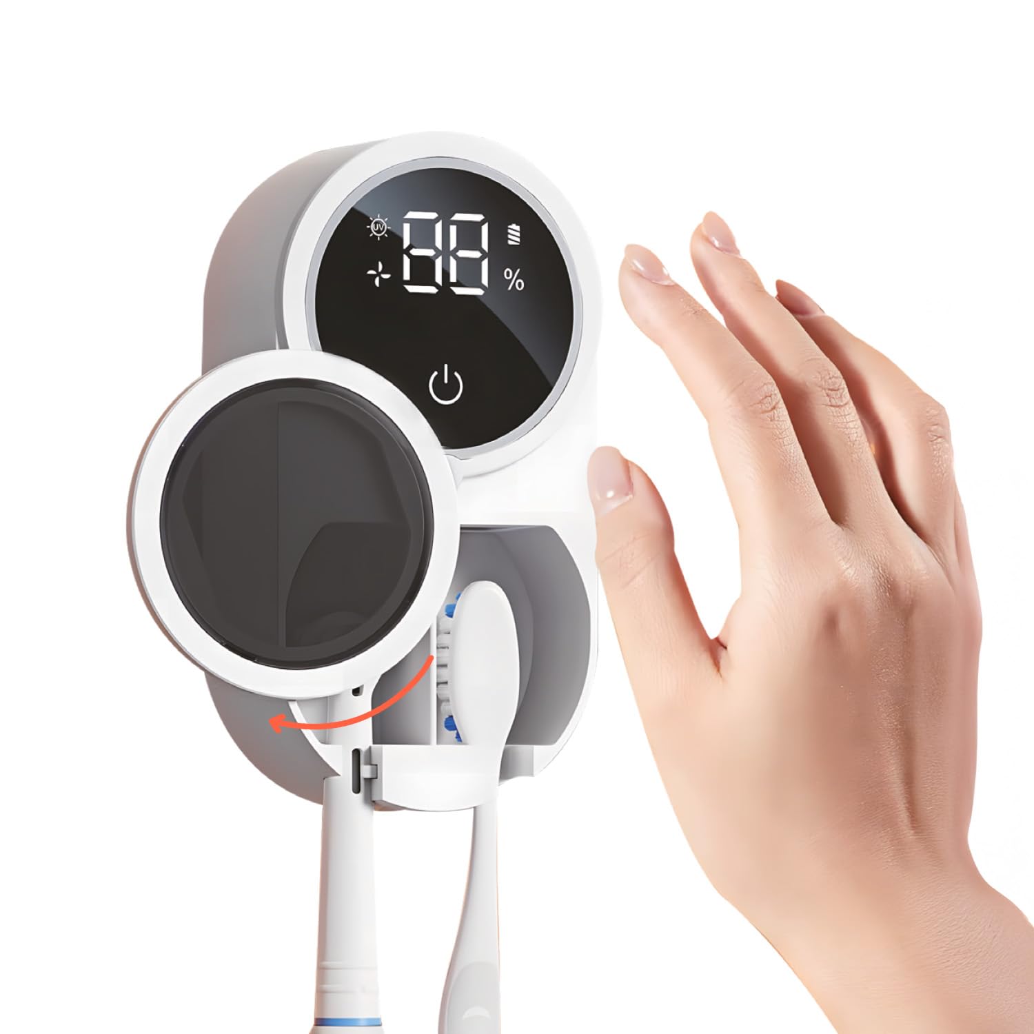 Avilia Sterilizzatore Spazzolini da Parete UV-C con Sensore Infrarossi e Display LED - Asciugatura Automatica e Ricarica USB - Porta Spazzolino Antibatterico per Spazzolini Manuali ed Elettrici