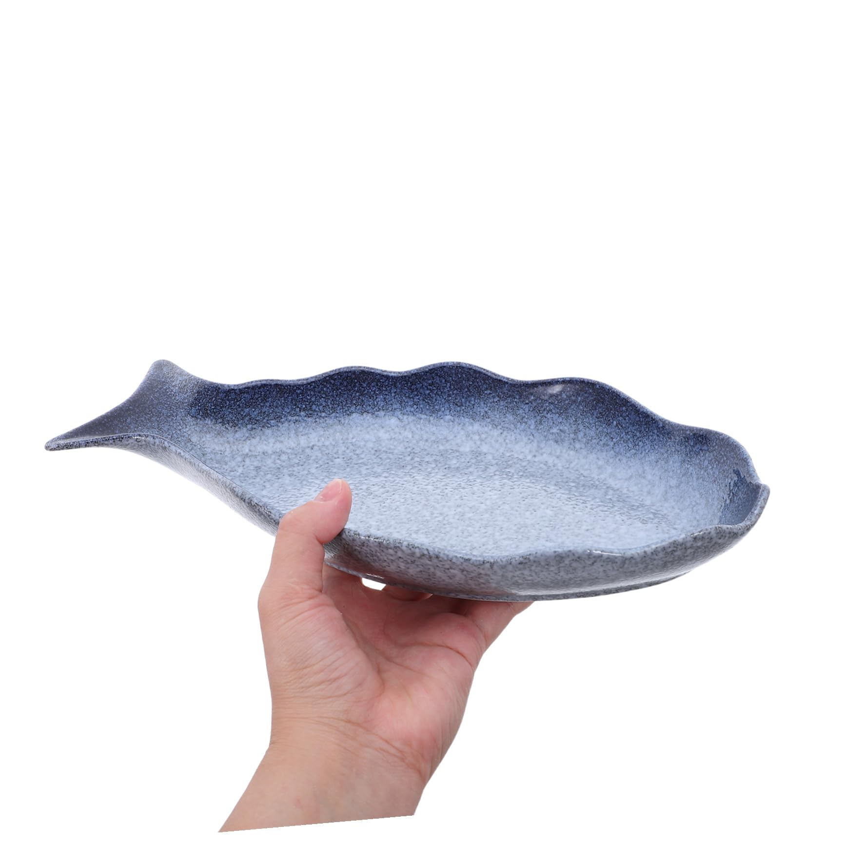 Uonlytech Plato de Pescado de Cerámica 31X16 CM Forma de Pez, Bandeja para Servir Mariscos y Aperitivos, Duradera y Elegante para Mesa Festiva o Cocina