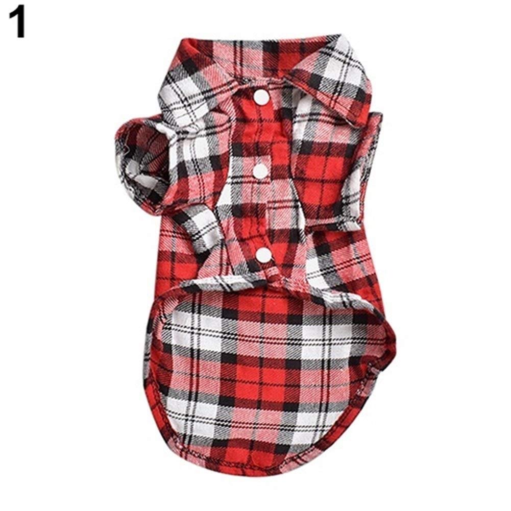Mike Wodehous Coat Clothes T-Shirt Top Apparel Size XS S M L Cute Pet Dog Puppy Plaid Shirt (Color : Red, Size : M)