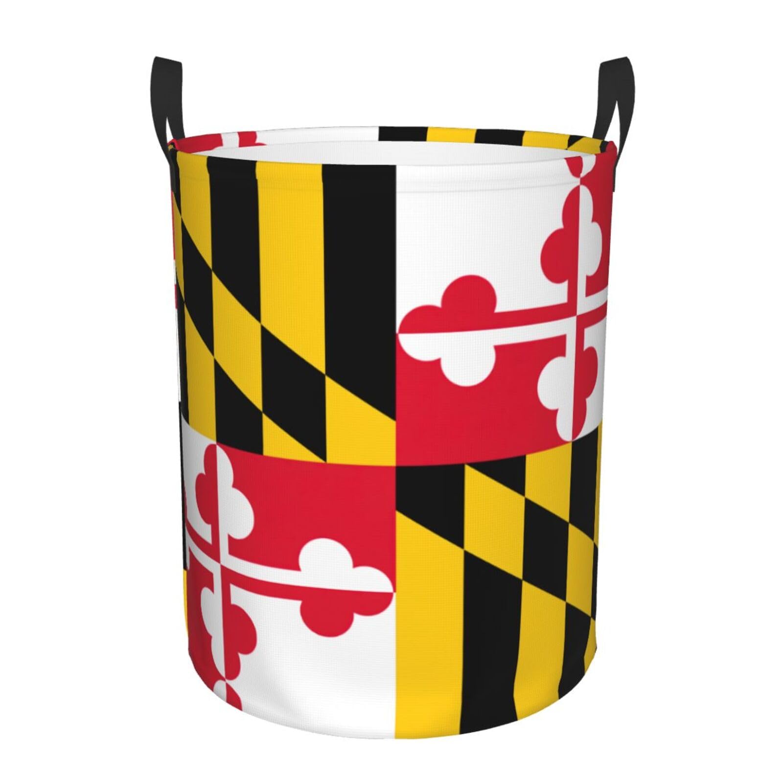 M Collapsible Round Flag of Maryland Print Laundry Hamper