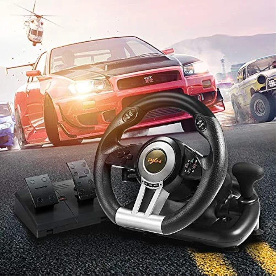 Image of PXN V3 Pro Gaming Racing Wheel 180 (Compatible wih PS5) Steering Wheel Controller | Realistic Driving Experience | Plug & Play Gaming Wheel