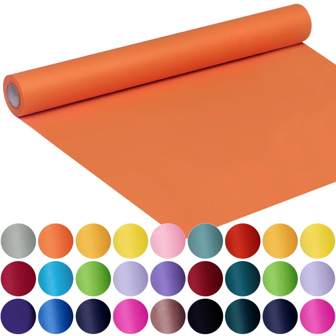 SMART&amp;CASUAL 17.8" x 760" (63') OrangeRed Kraft Craft Paper Roll for Gift Wrapping Bulletin Board Bouquet Flower Art Packing Parcel Table Covering 80GSM 55LB (OrangeRed, 17.8" x 63')