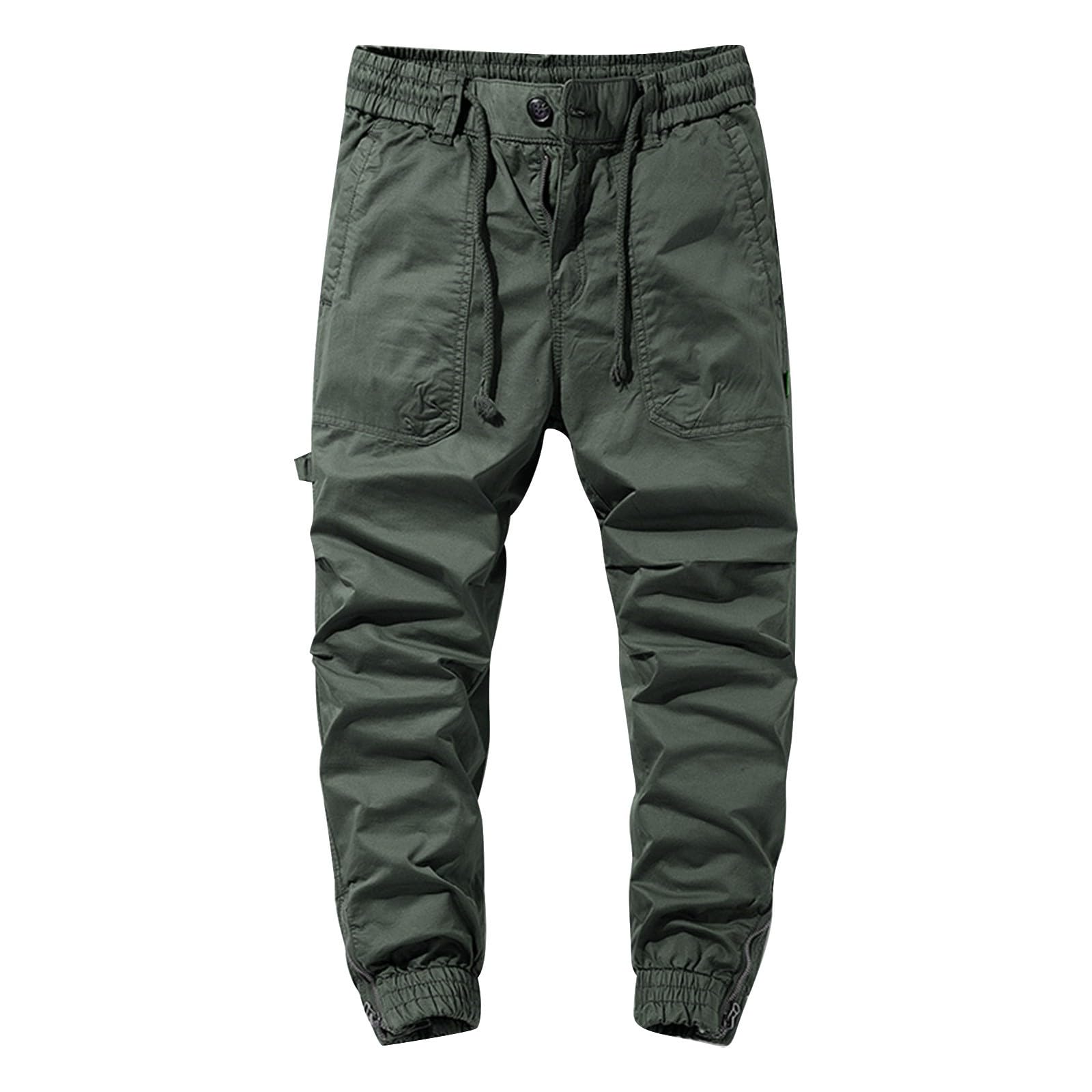 Cargohose Herren Bequem Chinohose Lang Bergsteigerhose Leichte Tactical Hose Baggy Trekkinghose Freizeithose Elastische Taille Mit Kordelzug Laufhose Hosenbeine Mit Schrumpfdesign