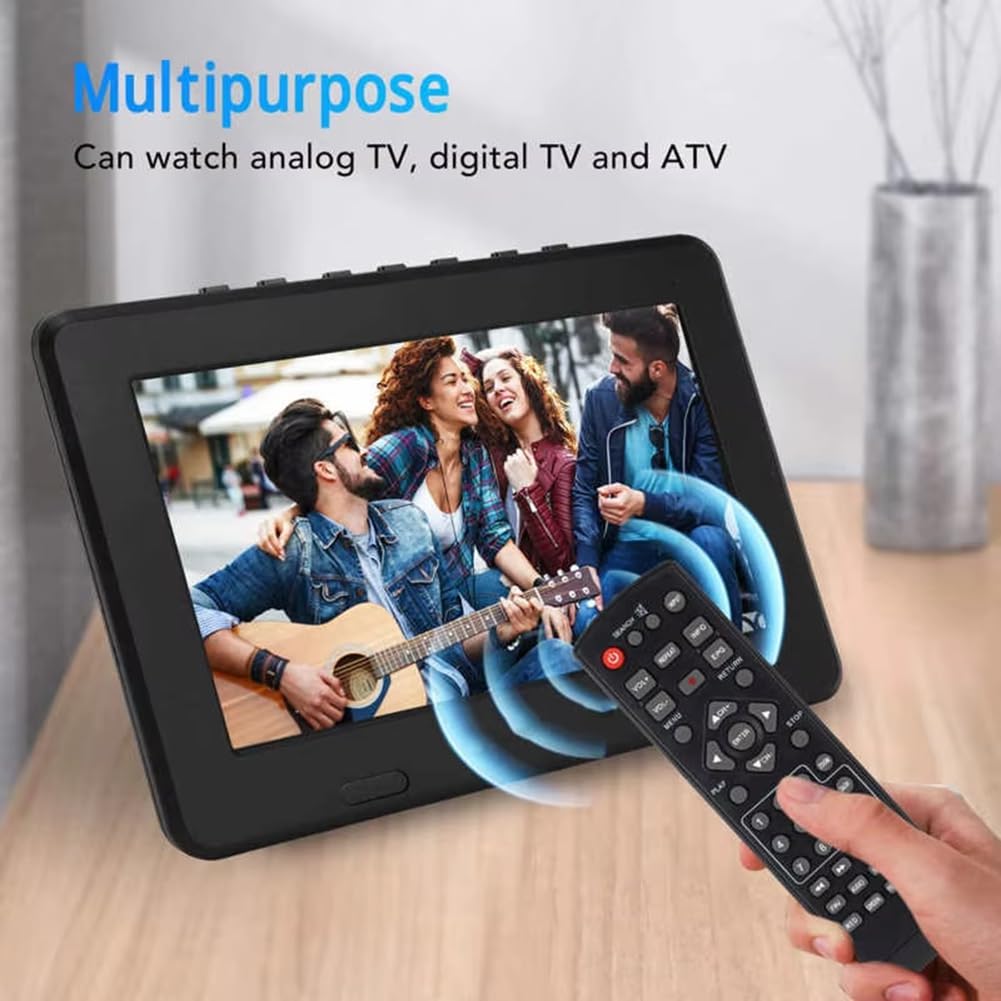 Téléviseur Numérique Portable ATSC 7 Pouces, Compatible avec la Vidéo 1080p, Écran LED HD, Batterie Rechargeable Intégrée