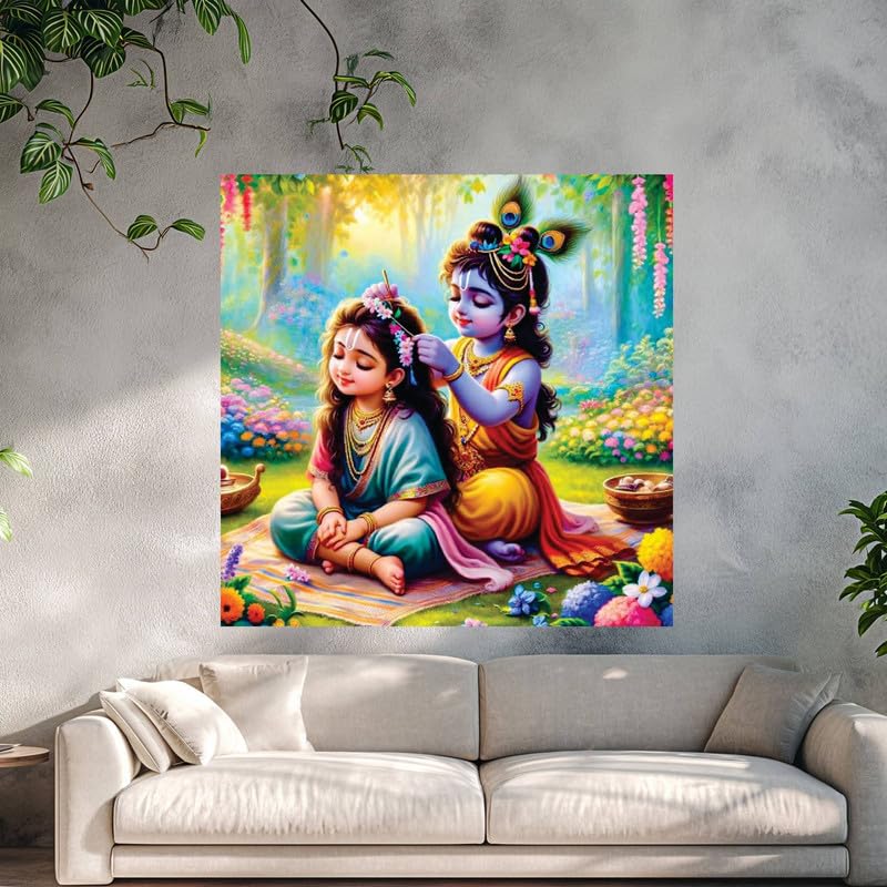 Image of British Terminal Cute little Bal Gopal Baby God Krishna| Kanha Ji | Laddu Lord Makhan Chor Painting Religious Poster for Pregnant Women for wall (matt thin vinyl,sticker,multicolor,unframed)| bj335