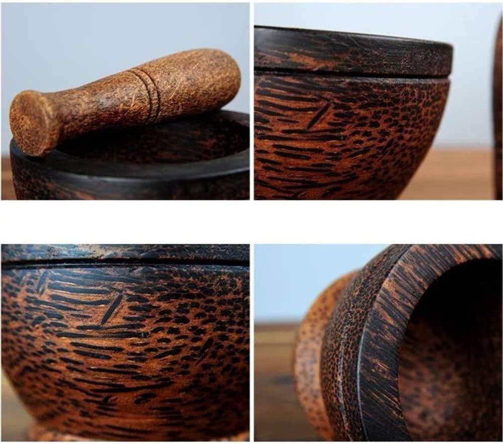 Mörser- und Stößel-Set aus Massivholz mit Deckel, Löffel im Lieferumfang enthalten – einfach zu verwenden und zu reinigen, perfekt zum Mahlen von Pfeffer, Knoblauch, Kräutern und Gewürzen