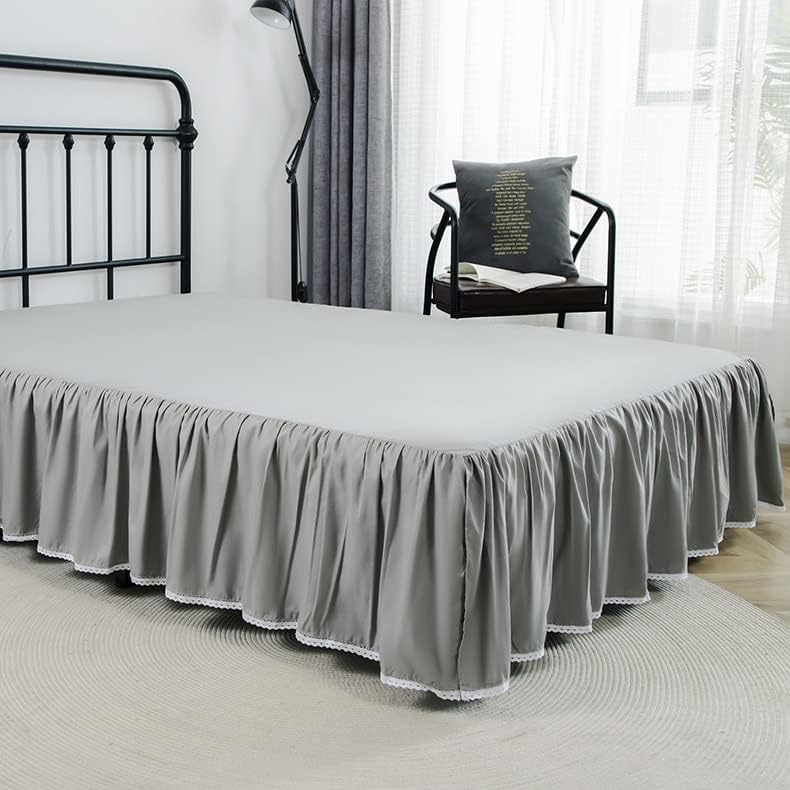 Falda De Cama Negra Con Volantes Con Caída De 14 Pulgadas