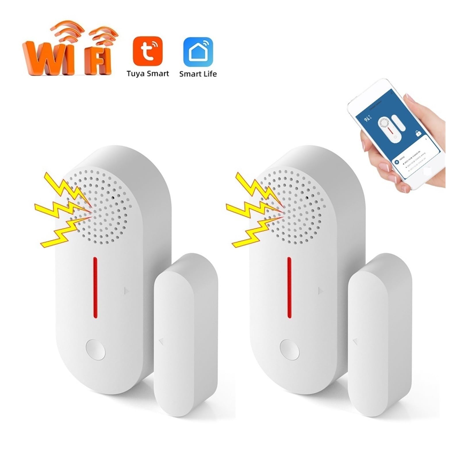 Alarmas De Puerta, Tuya-Sensor de ventana de puerta con WiFi, Detector de apertura de puerta, alarma de sonido, brazo temporizado, desarmar, protección de seguridad inteligente for el hogar, aplicació