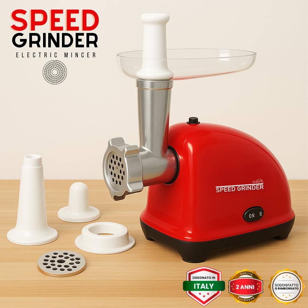 Starlyf Speed Grinder – Tritacarne Elettrico Compatto e Potente per Carne Macinata, Hamburger, Polpette, Polpettone, Salsicce, Uso Domestico