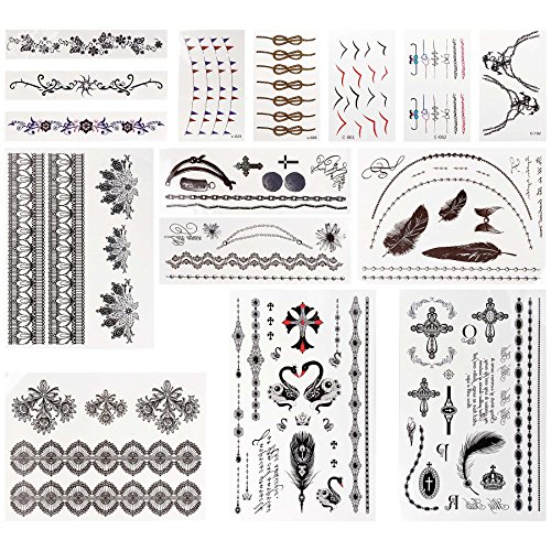 BMC Huge Assortment of Non-Toxic Water Transfer Faux Body Art Temporary Tattoos