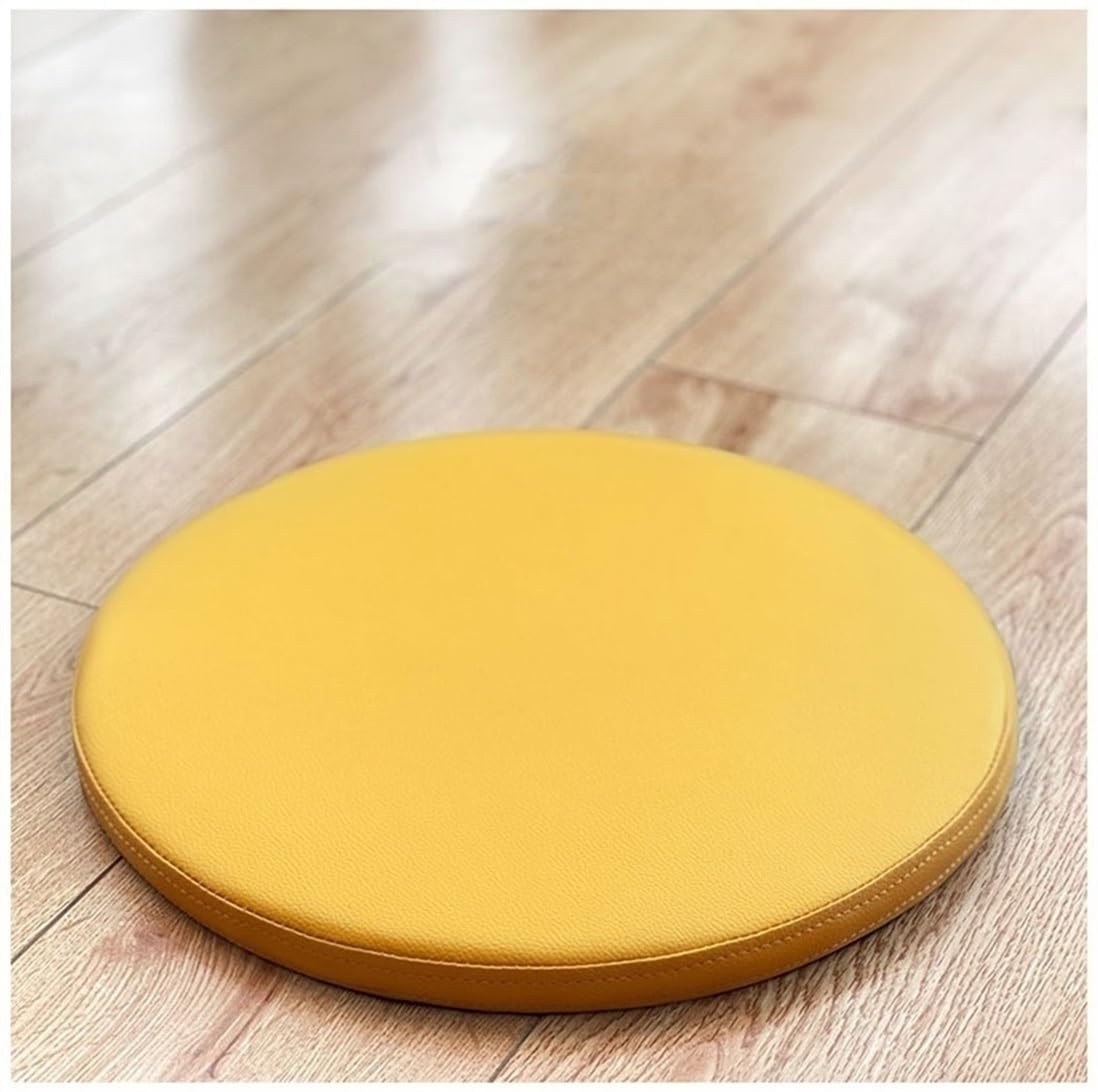 EORNOW Faux Leather Round Chair Cushion, 30 * 30cm/35 * 35cm/40 * 40cm/45 * 45cm Round Memory Foam Seat Cushion, Waterproof Non-slip Round Chair Pads (Color : Yellow, Size : 30 * 30CM)