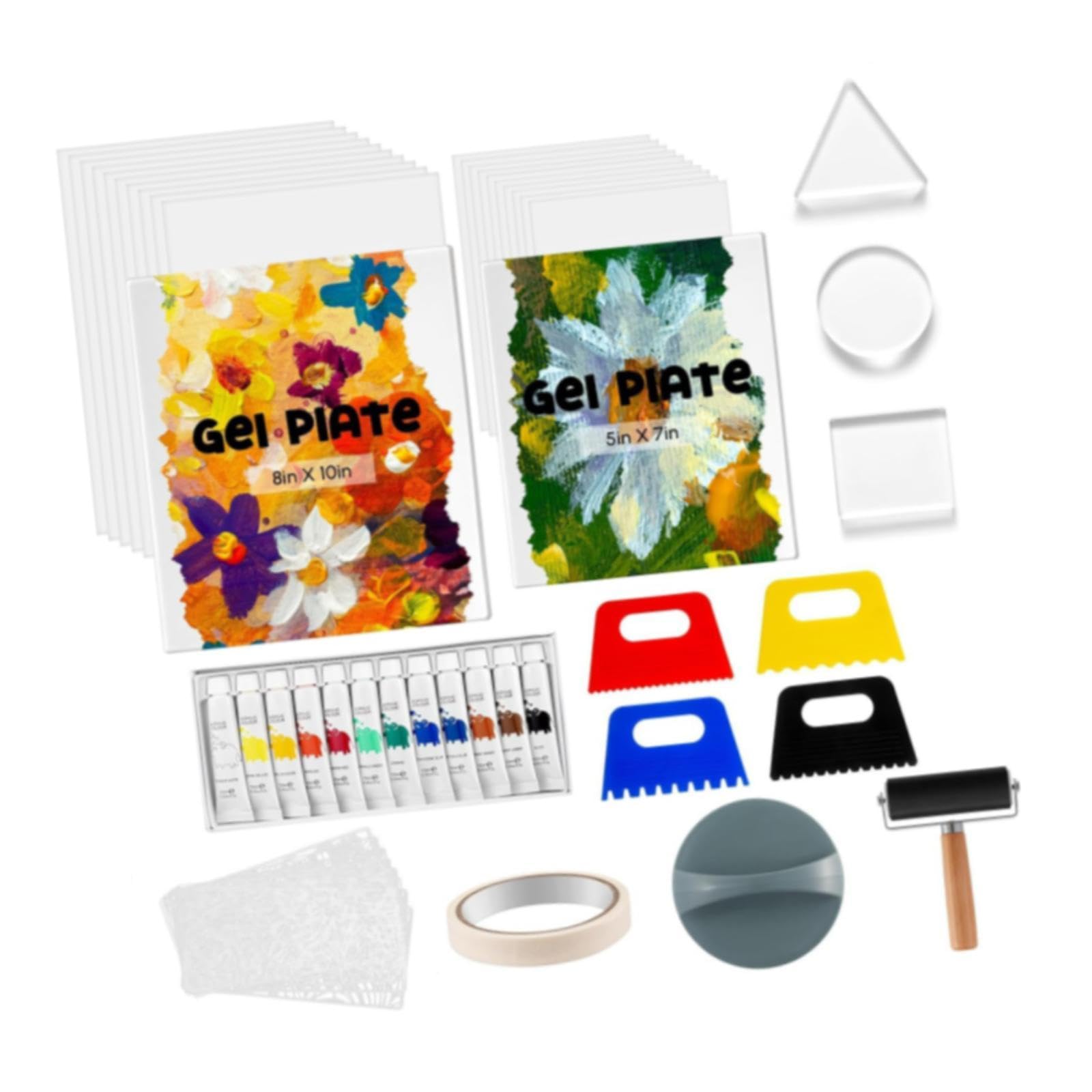 Komplettes Gel-Druckplatten-Set: Wiederverwendbare Schablonen für und Profis, inklusive Farbe und Werkzeugen für Bastelprojekte.