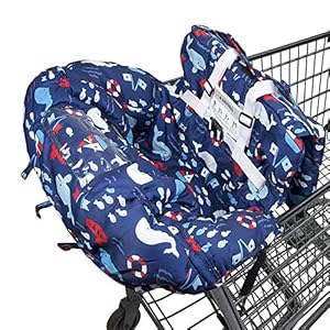 Shopping Cart Cover for Baby- 2-in-1 – Foldable Portable Seat with Bag for Infant to Toddler – Compatible with Grocery…