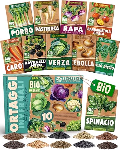 ZenGreens® - Set di Semi di Ortaggi Invernali bio (10 pezzi) - 10 Semi di Ortaggi Invernali per Coltivazione Facile in Giardino, Balcone o Serra - Semi da Piantare - Sementi