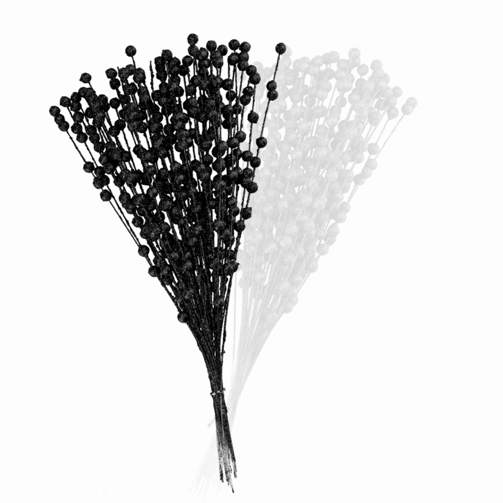 Hguim Black+White 100Pcs Glitter Stems 40Cm Artificial Black Berry Branches Christmas Berry Picks Decorations For Christmas Tree Wreath Crafts Home Ornaments