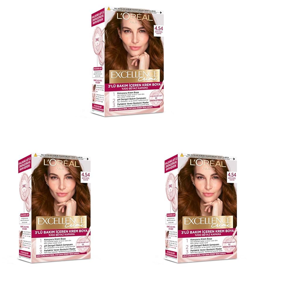 Excellence Creme Saç Boyası 4.54 Koyu Kızıl Kahve (3 paketi)