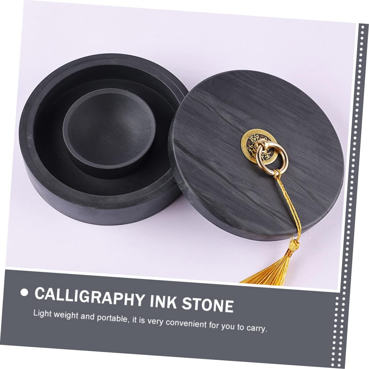 NUOBESTY Sumi Drawing Inkstone with Cover Moisturizing Ink Slab for Chinese Calligraphy Anti-Evaporation Inkwell Durable and Easy to Clean Inkstone Tool